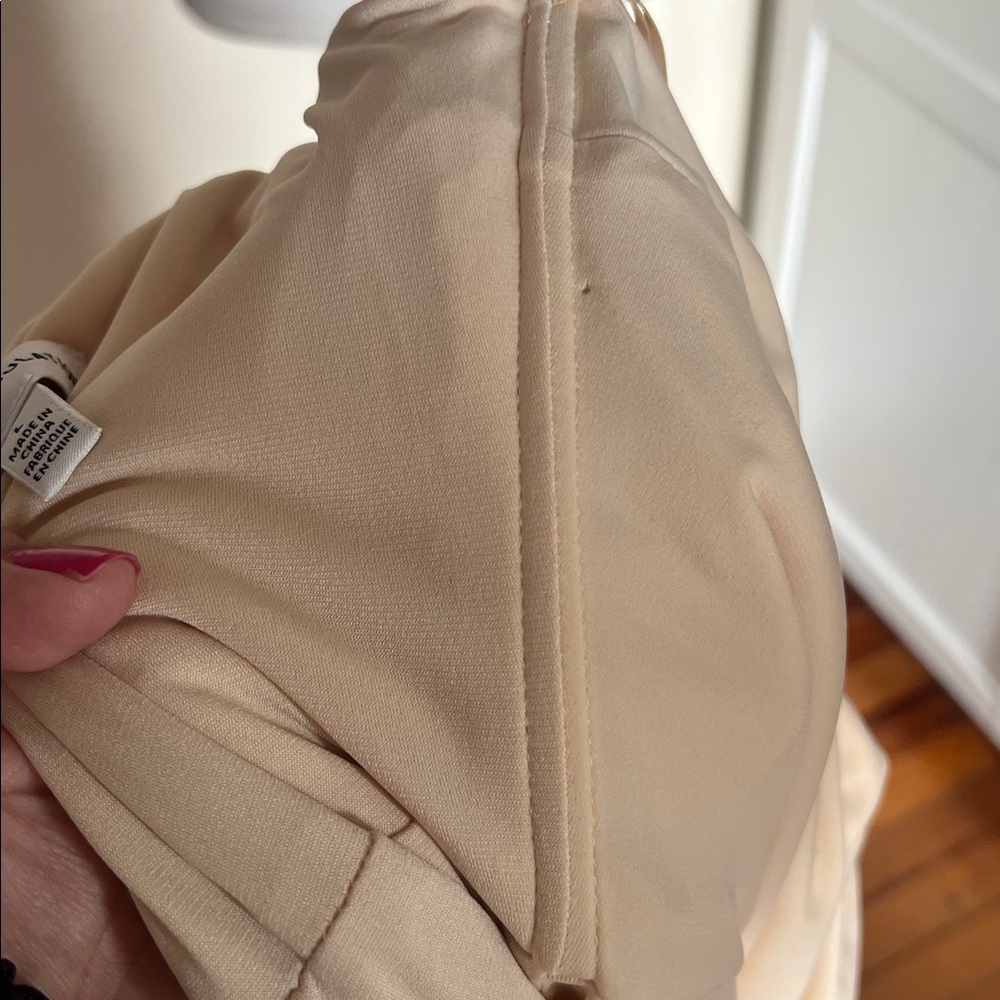 NWT Dress the Population Cream Ruched Bodycon Midi Dress - Size L Flawed Gem - Picture 14 of 15